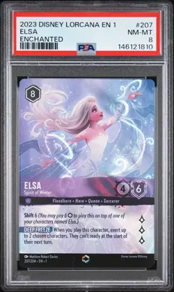 2023 DISNEY LORCANA THE FIRST CHAPTER ENCHANTED #207 ELSA SPIRIT OF WINTER PSA 8 - Image 1