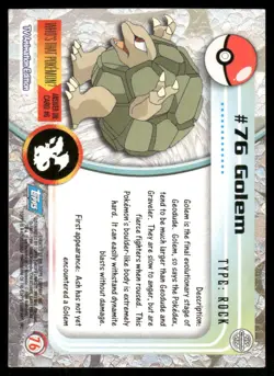 Pokemon Cards Golem #76 Topps Trading Cards Series 1 NM - Image 2