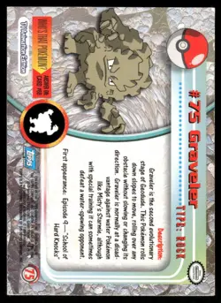 Pokemon Cards Graveler #75 Topps Trading Cards Series 1 LP *1 - Image 2