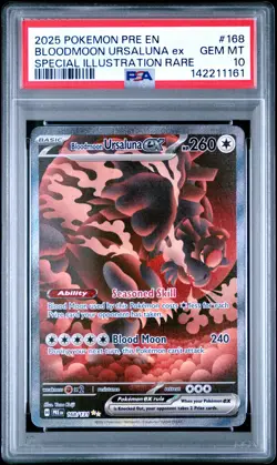2025 POKEMON PRE EN-PRISMATIC EVOLUTIONS #168 BLOODMOON URSALUNA EX PSA 10 - Image 1