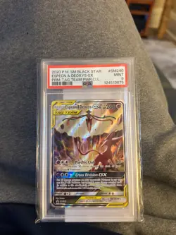 2020 POKEMON SM BLACK STAR PROMO TAG TEAM POWERS COLL ESPEON & DEOXYS GX PSA 9 - Image 2