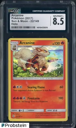 2017 Pokemon Sun & Moon #22/149 Arcanine Holo CGC 8.5 NM-MT+ - Image 1