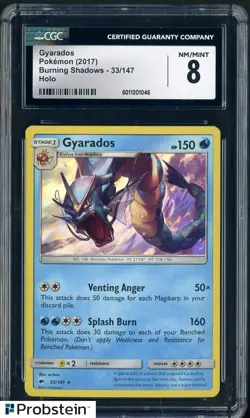 2017 Pokemon Burning Shadows #33/147 Gyarados Holo CGC 8 NM-MT - Image 1