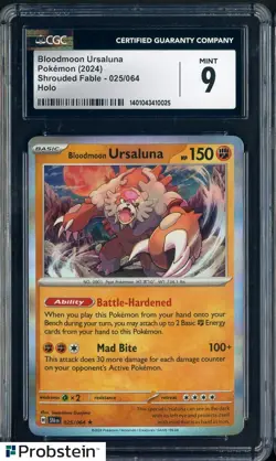 2024 Pokemon Shrouded Fable #025/064 Bloodmoon Ursaluna Holo CGC 9 MINT - Image 1