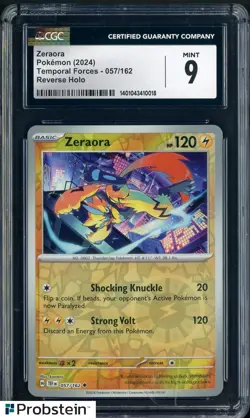 2024 Pokemon Temporal Forces #057/162 Zeraota Reverse Holo CGC 9 MINT - Image 1