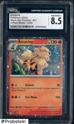 2023 Pokemon Black Star Promos 3-Pk Blister Holo #011 Arcanine CGC 8.5 NM-MT+ - Image 1