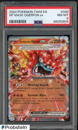 2024 Pokemon TWM EN Twilight Masquerade #040 Hearthflame Mask Ogerpon Ex PSA 8 - Image 1