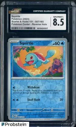 2023 Pokemon Scarlet & Violet 151 #007/165 Squirtle Center Reverse Holo CGC 8.5 - Image 1