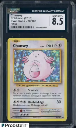 2016 Pokemon Evolutions #70/108 Chansey Holo CGC 8.5 NM-MT+ - Image 1