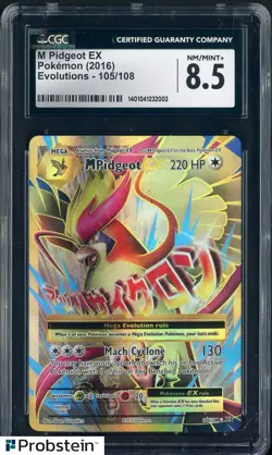 2016 Pokemon Evolutions #105/108 M Pidgeot Ex Ultra Rare Holo CGC 8.5 NM-MT+ - Image 1