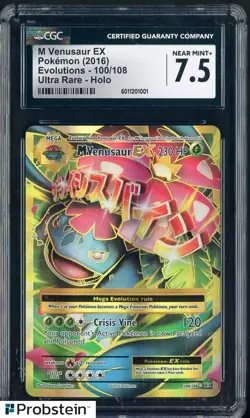 2016 Pokemon Evolutions #100/108 M Venusaur Ex Ultra Rare Holo CGC 7.5 NM+ - Image 1