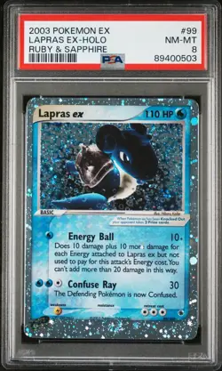 2003 POKEMON EX RUBY & SAPPHIRE #99 LAPRAS EX-HOLO PSA 8 - Image 1