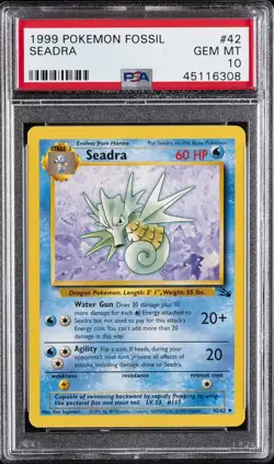 1999 POKEMON FOSSIL #42 SEADRA PSA 10 - Image 1