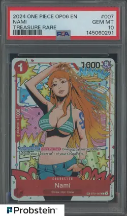 2024 One Piece OP06 EN #007 Nami Treasure Rare PSA 10 GEM MINT - Image 1