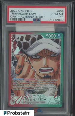 2022 One Piece OP01 #002 Trafalgar Law Alternate Art PSA 10 GEM MINT - Image 1
