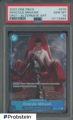 2022 One Piece OP01 #070 Dracule Mihawk Alternate Art PSA 10 GEM MINT - Image 1