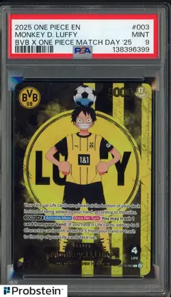 2025 One Piece En BVB X One Piece Match Day '25 #003 Monkey D. Luffy PSA 9 - Image 1