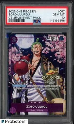 2025 One Piece EN Championship 25-26 Event Pack #067 Zoro-Juurou PSA 10 - Image 1