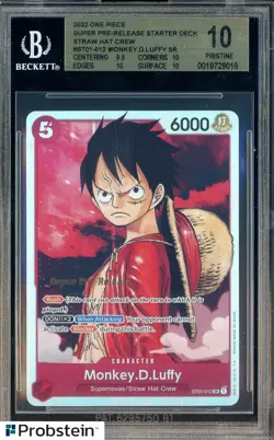 2022 One Piece ST01 EN Super Pre-Release #012 Monkey D. Luffy BGS 10 PRISTINE - Image 1