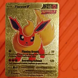 Pokemon Flareon V Gold Metal Full Art Foil Single Strike Card 210 HP Flame - Image 1