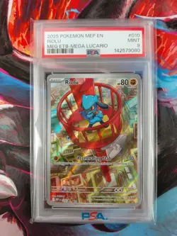 Pokemon Slab PSA 9 Riolu 010 Black Star Promo Mega Evolutions Card - Image 1