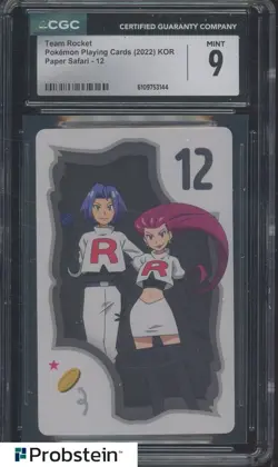 2022 Pokemon Korean Playing Cards Paper Safari 12 Team Rocket CGC 9 MINT - Image 1