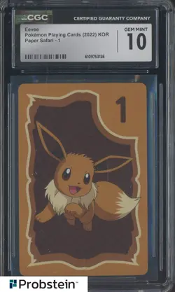 2022 Pokemon Korean Playing Cards Paper Safari 1 Eevee CGC 10 GEM MINT - Image 1