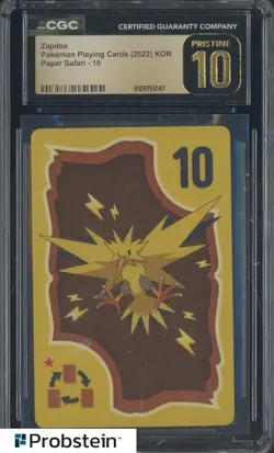 2022 Pokemon Koren Playing Cards Paper Safari 10 Zapdos CGC 10 PRISTINE - Image 1