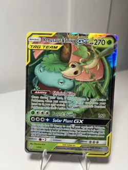 Pokemon TCG Venusaur and Snivy GX Card 1/236 Tag Team Cosmic Eclipse - Image 1