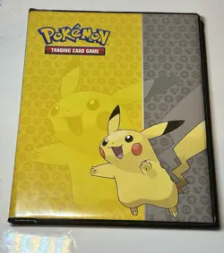 POKEMON 4-POCKET PIKACHU PORTFOLIO TRADING CARD BINDER FILLED W/ RARE CARDS - Image 1