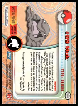 Pokemon Cards Muk #89 Topps Trading Cards Series 2 NM *3 - Image 2