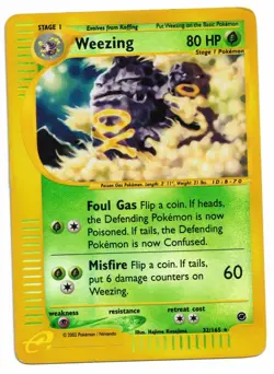 Pokemon Card: Weezing REVERSE HOLO 32/165 Expedition Set Rare! GD - Image 1