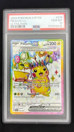 Pikachu ex 219/191 - SSP Surging Sparks - Graded PSA 10 GEM MT Pokemon Card - Image 1