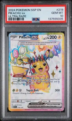 Pikachu ex 219/191 - SSP Surging Sparks - Graded PSA 10 GEM MT Pokemon Card - Image 3