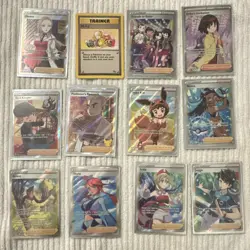 Pokemon Trainer Full Art Holo lot - Oleana, Mr. Fuji, Bird Keeper, 12 Cards - Image 1