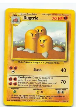 Dugtrio 19/102 Base Set Rare MP Pokemon TCG - Image 1