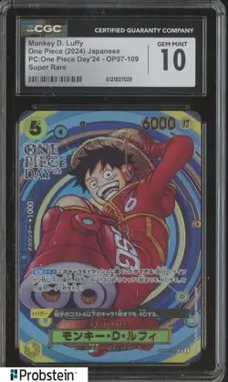 2024 Pokemon JPN One Piece Day'24 OP07-109 Monkey D. Luffy CGC 10 PRISTINE - Image 1