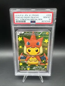 Pokemon Poncho-wearing Pikachu Mega Charizard Y - 208/XY-P Holo Japanese PSA10 - Image 1