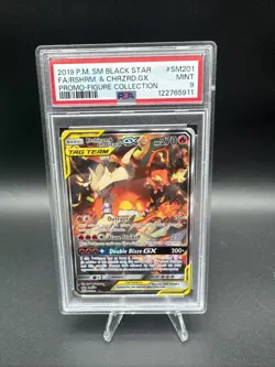 2019 POKEMON SM BLACK STAR PROMO #SM201 FULL ART/RESHIRAM & CHARIZARD GX PSA 9 - Image 1