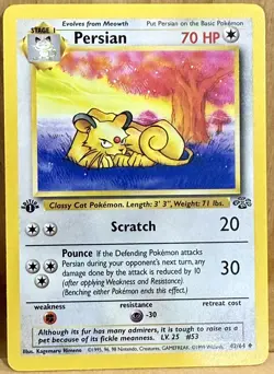 Persian 42/64 Jungle Set 1st Edition Uncommon 1999 Vintage Pokemon TCG - Image 1
