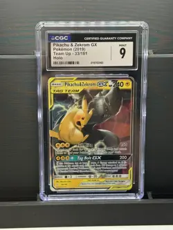 Pokemon Pikachu & Zekrom GX 33/181 Ultra Rare Full Art Holo Sm-Team Up CGC 9 - Image 1