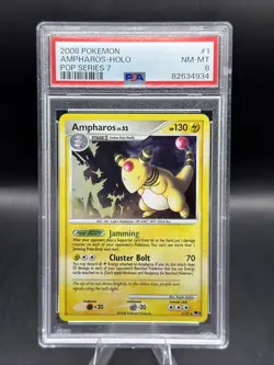 2008 Pokemon Ampharos 1 Holo pop Series 7 PSA 8 - Image 1