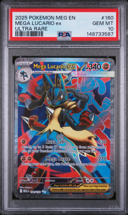 2025 POKEMON MEG EN-MEGA EVOLUTION ULTRA RARE #160 MEGA LUCARIO EX PSA 10 - Image 1