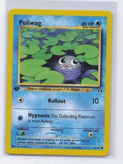 Poliwag 62/75 Common Neo Discovery Pokemon 1st Edition Lightly Played - Image 1