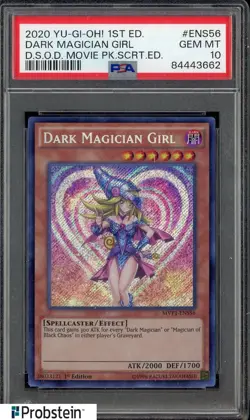 2020 Yu-Gi-Oh! 1st Ed DSOD Movie Pak Secret #ENS56 Dark Magician Girl PSA 10 GEM - Image 1