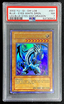PSA 7 NM LEGENDARY BLUE-EYES WHITE DRAGON LOB 2002 #001 G3056 - Image 1