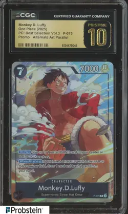 2025 One Piece PC Best Selection V.3 Promo Monkey D. Luffy P-075 CGC 10 PRISTINE - Image 1