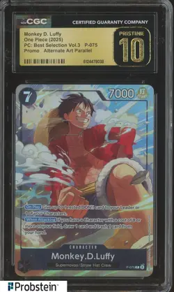 2025 One Piece PC Best Selection V.3 Promo Monkey D. Luffy P-075 CGC 10 PRISTINE - Image 1