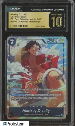 2025 One Piece PC Best Selection V.3 Promo Monkey D. Luffy P-075 CGC 10 PRISTINE - Image 1