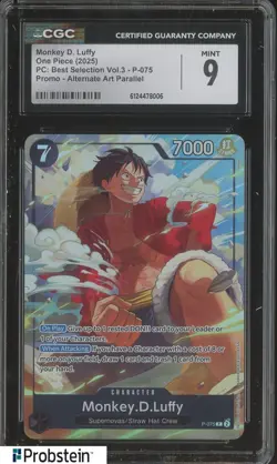 2025 One Piece PC Best Selection Vol.3 Promo Alt Monkey D. Luffy P-075 CGC 9 - Image 1